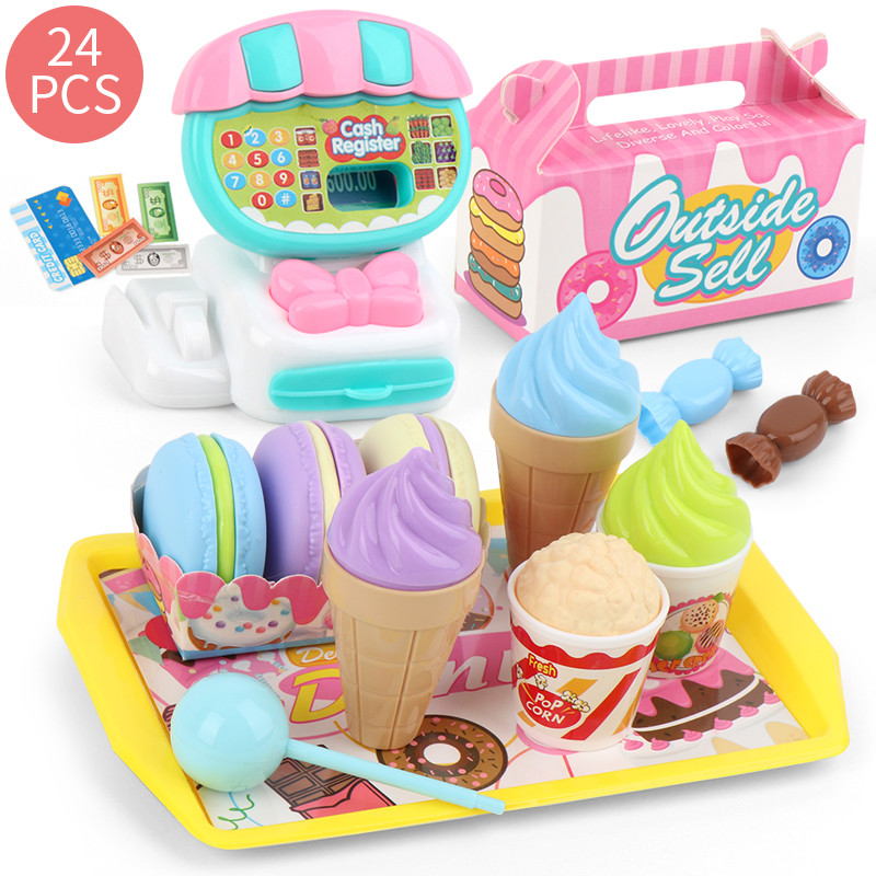

Cash Register Toys Play Calculator Cash, Play Money Ice Cream Vegetables Electronic Calculator Realistic for 3+ Years Old Child