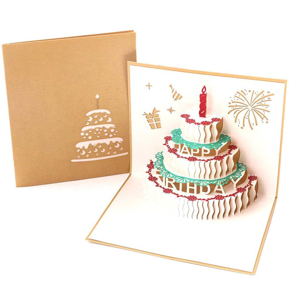 

LED Music Light Greeting Card Wear Resist Paper Sculpture Cake Card Musical Birthday Blessing Card for Girl Kid Wife Postcards