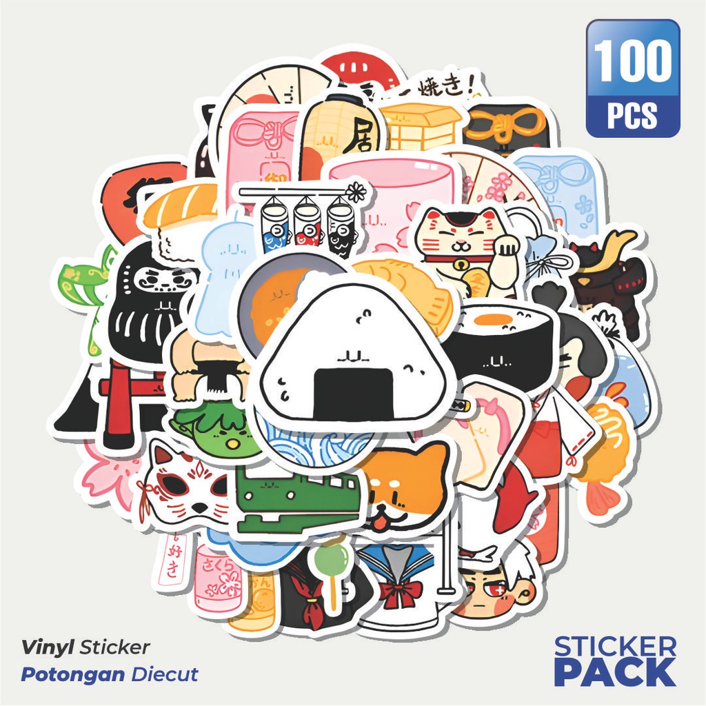 

Super Hemat! 100 PCS Stiker Japanese Customs and Culture Art Waterproof Aesthetic- Untuk Laptop, Motor, dan Helm - Paper Stationery Pack