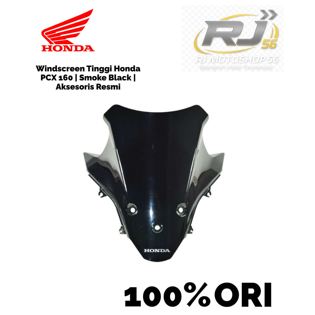 100% ORI Windscreen Tinggi Honda PCX 160 | Smoke Black | Aksesoris Resmi