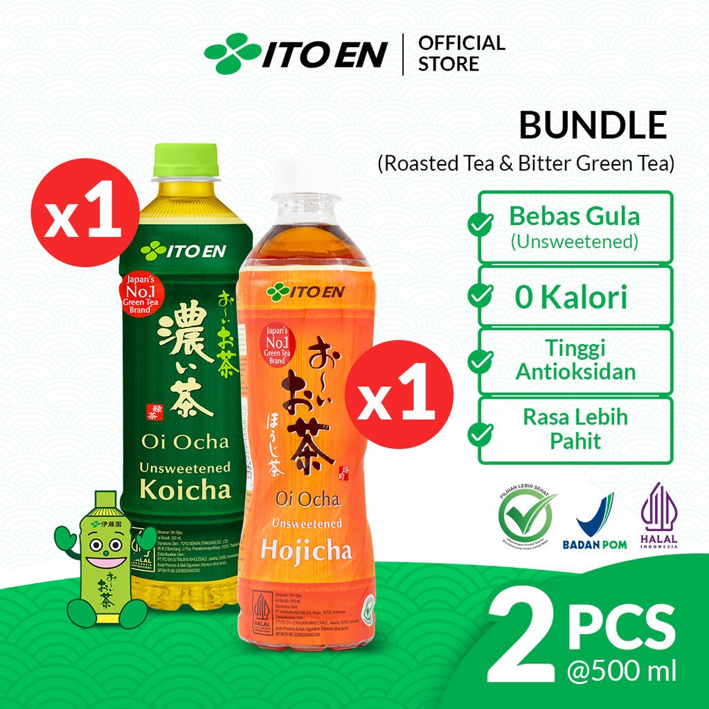 

ITO EN Paket Koicha 500 ml 1 Pcs & Hojicha 500 ml 1 Pcs - Bundle Mix Teh Hijau Jepang Tanpa Gula