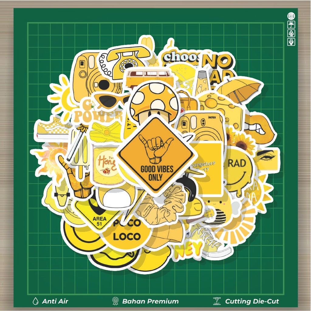 

HOT 50 PCS STIKER Stiker VSCO Yellow Aesthetic [VSCO Kuning Aesthetic] Stiker Fashion Cars Decal Dingin Kartu Album Custom Vinyl Anti Air- Sticker Aesthetic Buku Journal Koper Casing HP Tablet Laptop Helm Motor Botol Minum