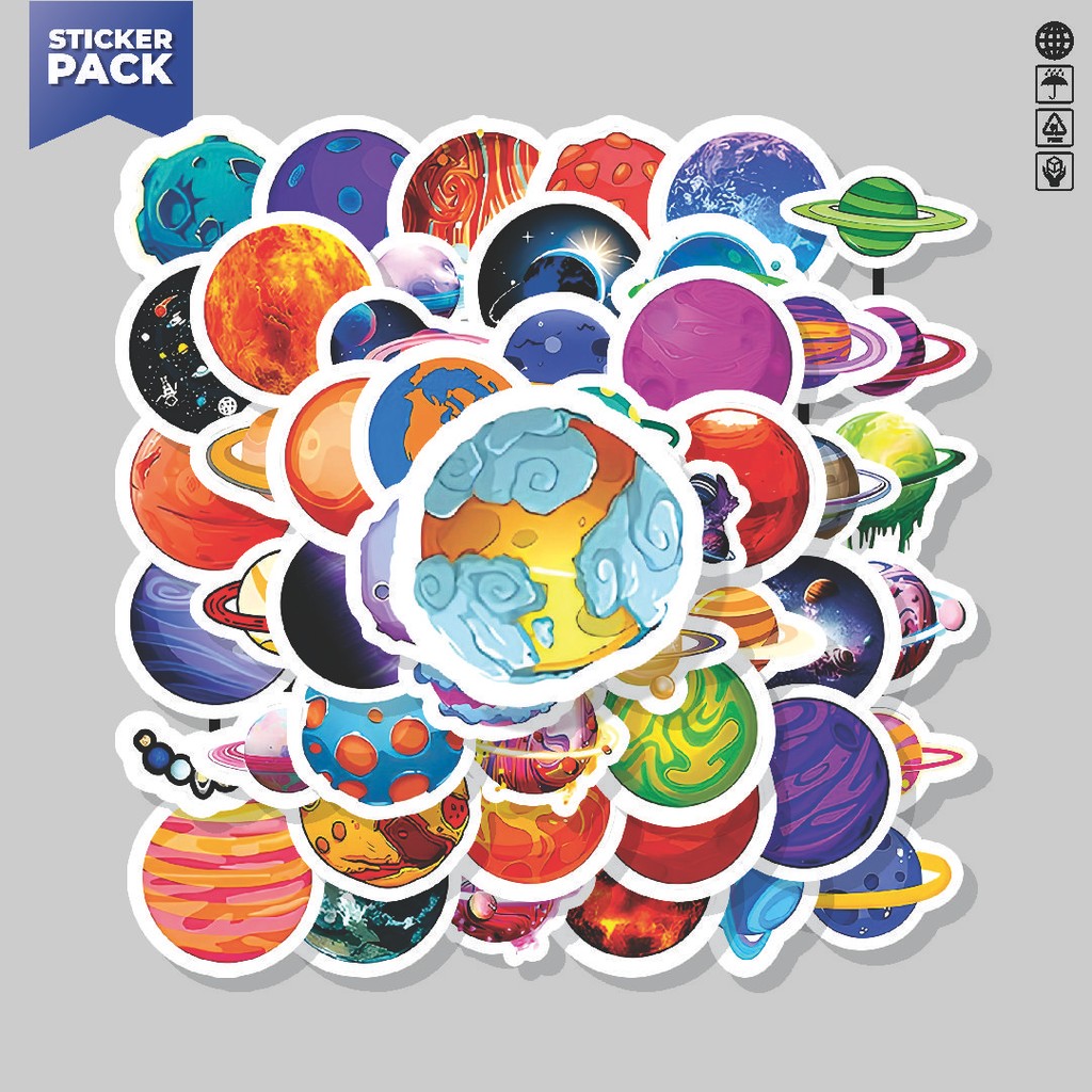

[100PCS]Stiker Pack Stiker Space Universe Planet Cartoon [Kartun Planet Alam Semesta Luar Angkasa] Aesthetic Vinyl Anti Air Dekorasi Sticker Laptop Buku Journal Koper Helm Casing HP Gitar Helm Skateboard