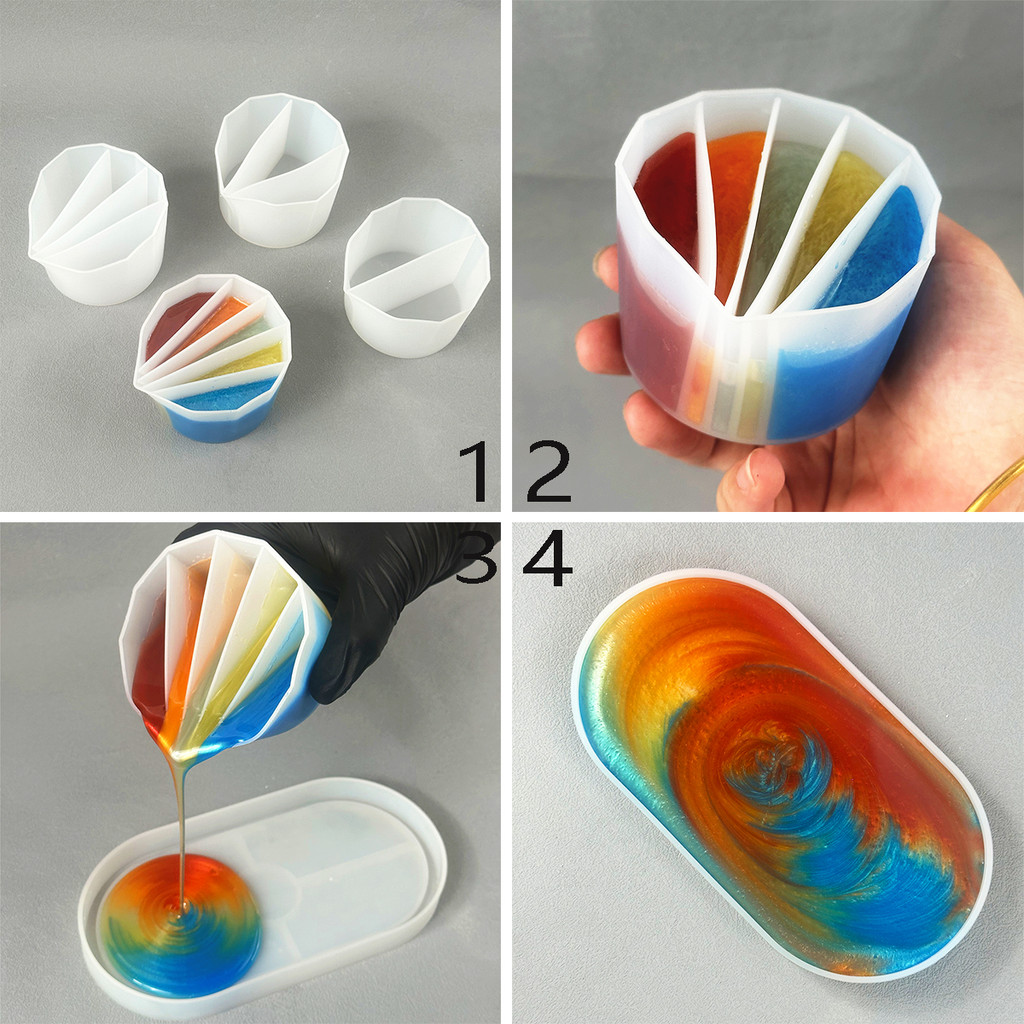 

Silicone Distributing Cup Liquid Pigment Color Mixing Toning Dispensing Cup for DIY Epoxy Resin Crafts Jewelry Making Tools