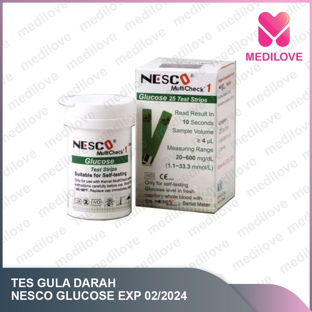 Strip Glucose / Gula Darah Nesco / Nesco Glucose Test Strip Cek Gula Darah Refill Isi 25 Stick / Nes