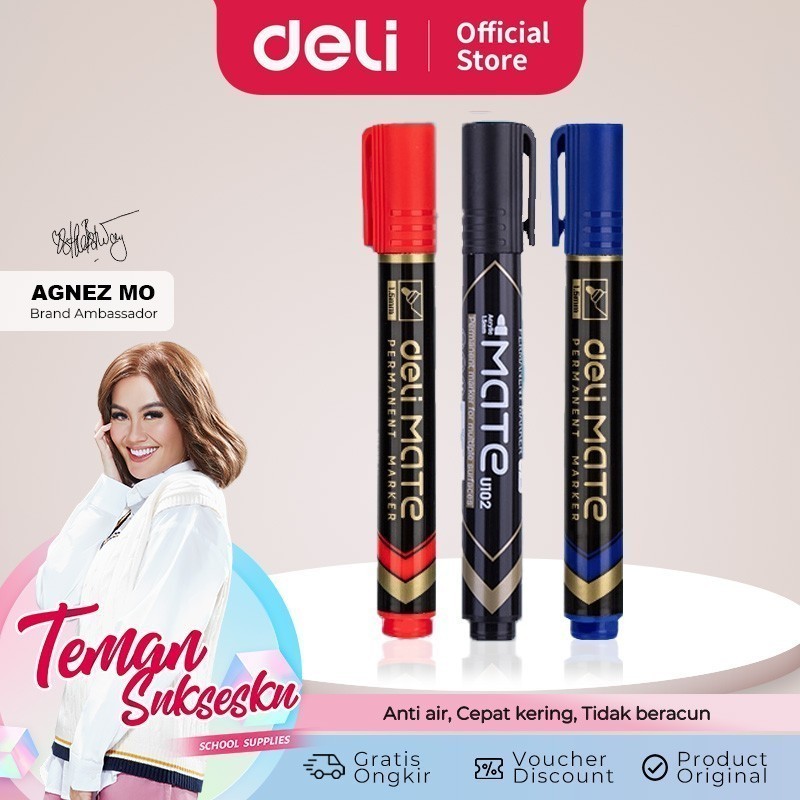 

DELI 1PCS SPIDOL PERMANEN DUAL TIP MATE PERMANENT MARKER EU104 PERLENGKAPAN KANTOR