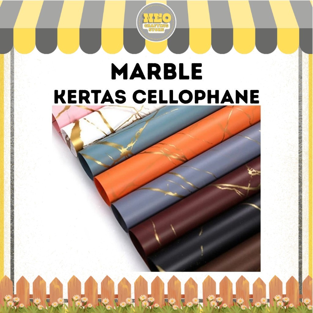 

(20 LEMBAR) Kertas Cellophane Buket Bunga - MARBLE - Flower Wrapping Paper