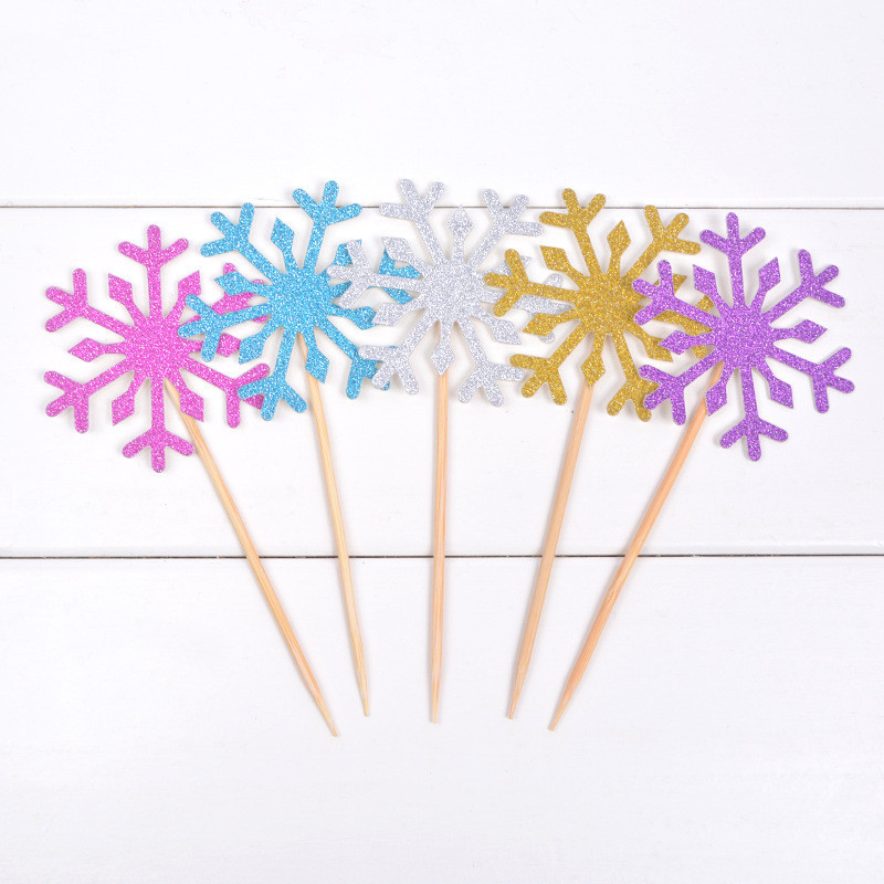 

5PCS Topper Snowflake Topper Salju Frozen Elsa / Hiasan Kue Elsa / Kepingan Salju - BC0632