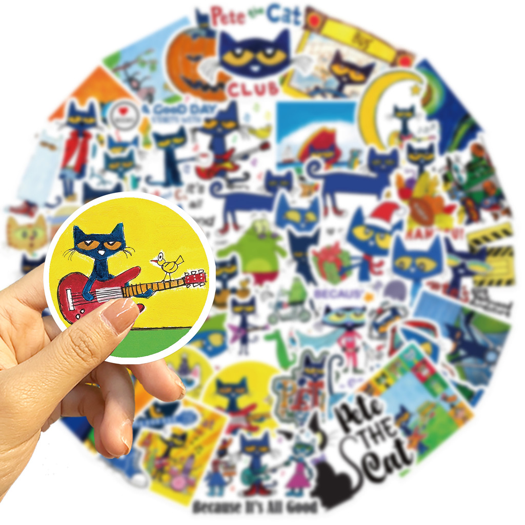 

50PCS Pete Cat Scrapbook Stickers DIY Diary Laptop Luggage Skateboard Graffiti Decal Fun Stylish Classic Toys