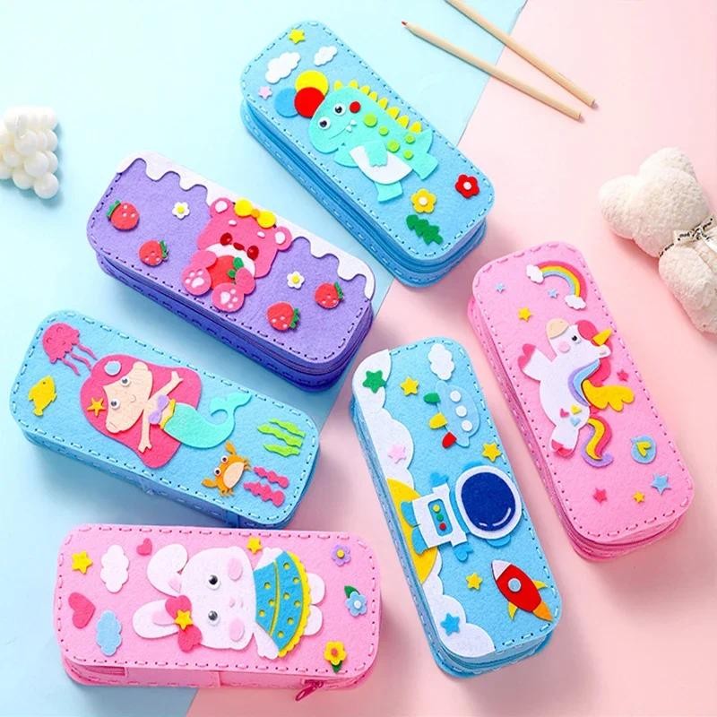 

Kid Stationery Box DIY Handmade Non Woven Cartoon Pen Bag Children's Day Kindergarten Handmade Material Pack Pencil Box