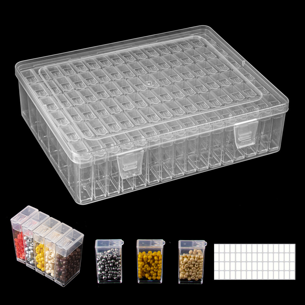 

A set of 96 compartments diamond painting storage containers, suitable for storing diamond measuring box DIY craft, capable of s