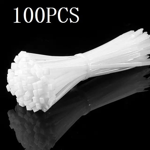 

100Pcs Self-locking Plastic Nylon Tie White3x80 3x100 3x120 3x150 3x200 Cable Tie Fastening Ring 4X300 Cable Tie Zip Wraps Strap