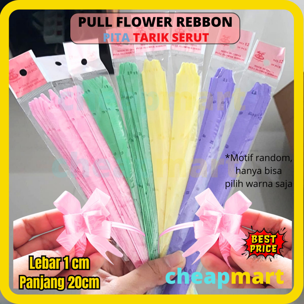 

[Min-3] [Isi 10pcs] Lebar 1CM Kecil Panjang 20cm Pull Flower Robbon Bow Lace Pita Tarik Serut Parcel Kado Souvenir Murah Polos Warna Cantik