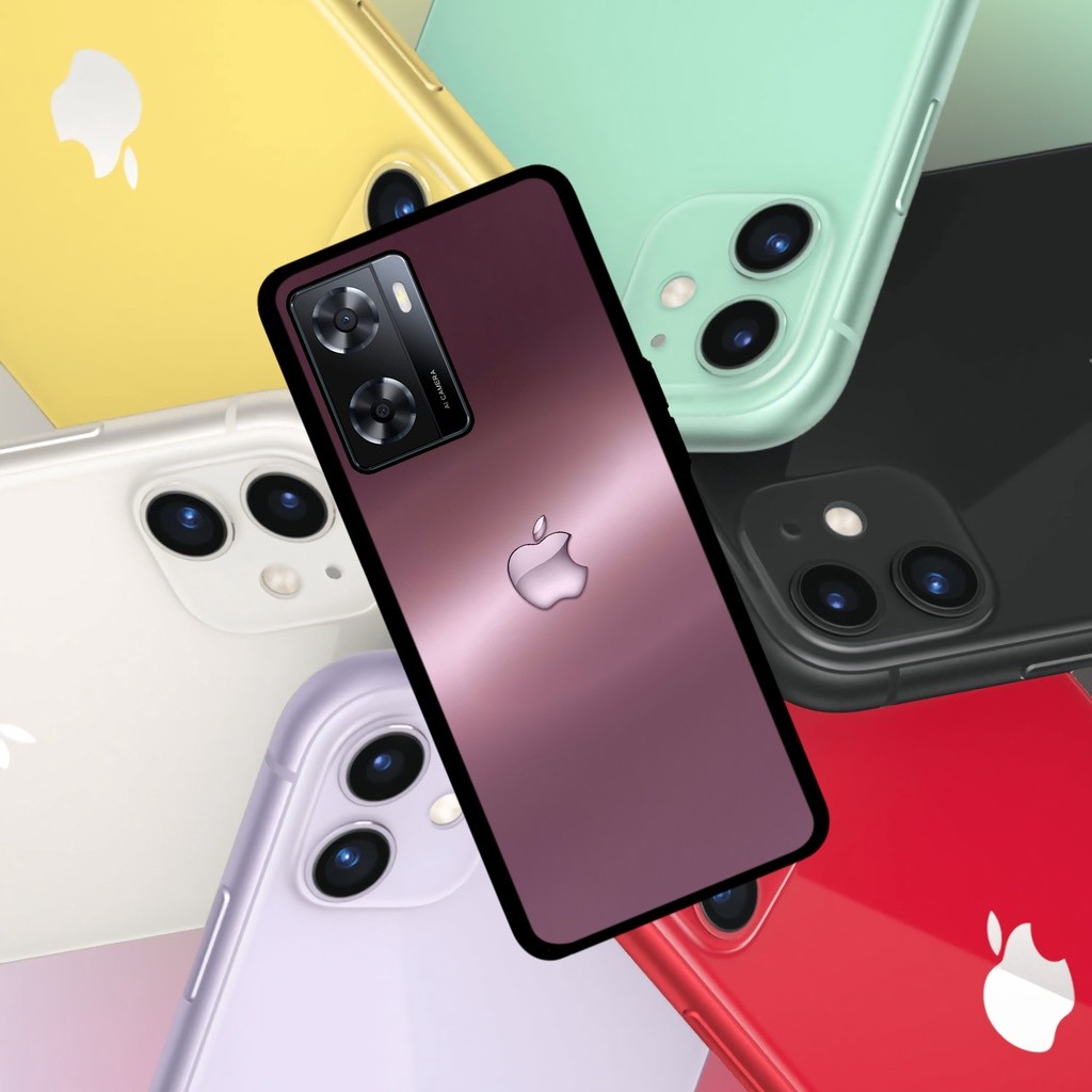 [OP141] Custom Case Glossy ALL TYPE OPPO A57 2022 LOGO IPHONE APPLE