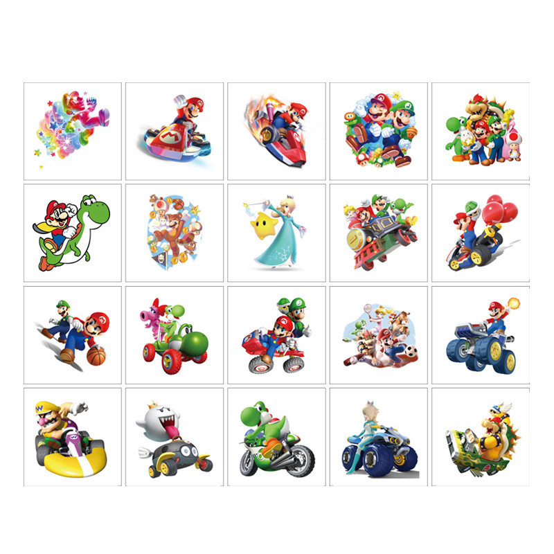 

New Models 20Pcs Cartoon Super Mario Bros Tattoo Sticker Children's Reward Sticker Pack Cute Pikachu Laptop Skin Stickers