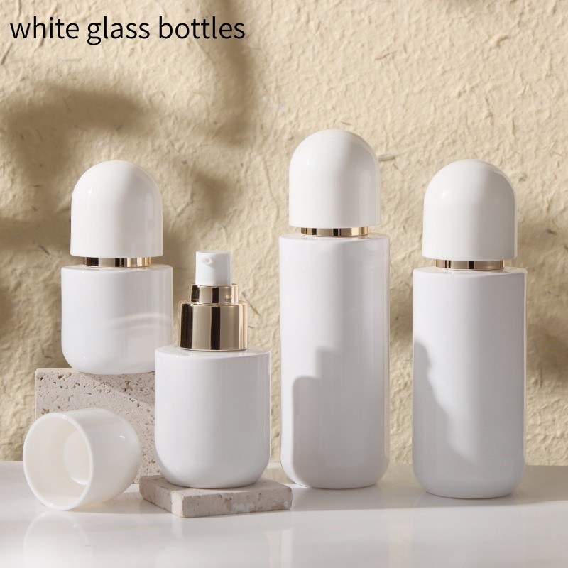 

New 6pcs 30/50g Cream Jar 30-120ml Lotion /Spray Bottle With Gold Pump Empty Glass Cosmetic Container Travel Set Bottle