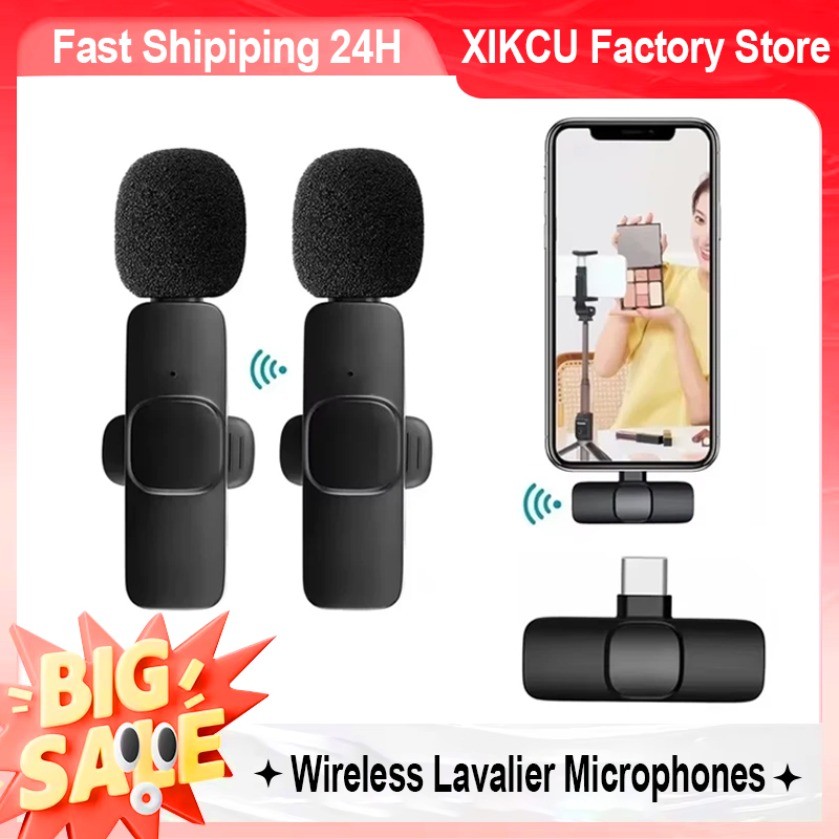 XIKCU Microphone Wireless Lavalier Microphone for Live Streaming/YouTube/TikTok/Facebook Live Noise 