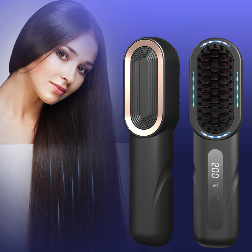 Cordless straightener comb, portable straightener comb, suitable for women, USB rechargeable, mini l