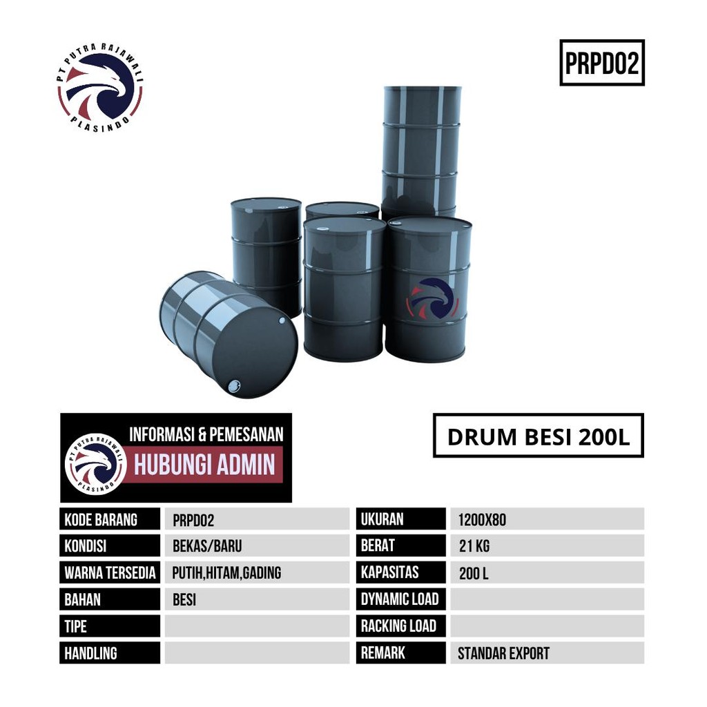 

Drum Besi Baru Ukuran 1200x800 mm - PRPD02 - Abu-Abu