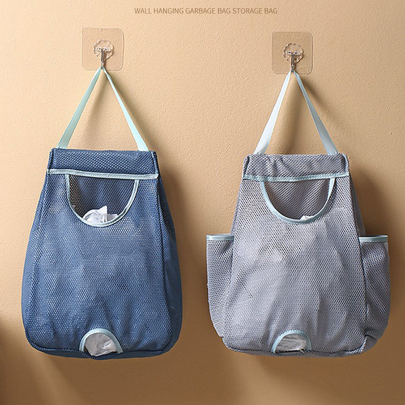 Garbage Bag Storage Box For Plastic Bag Wall Hanging Bag Washable Mesh Storage Bags Plastic Bag Hold