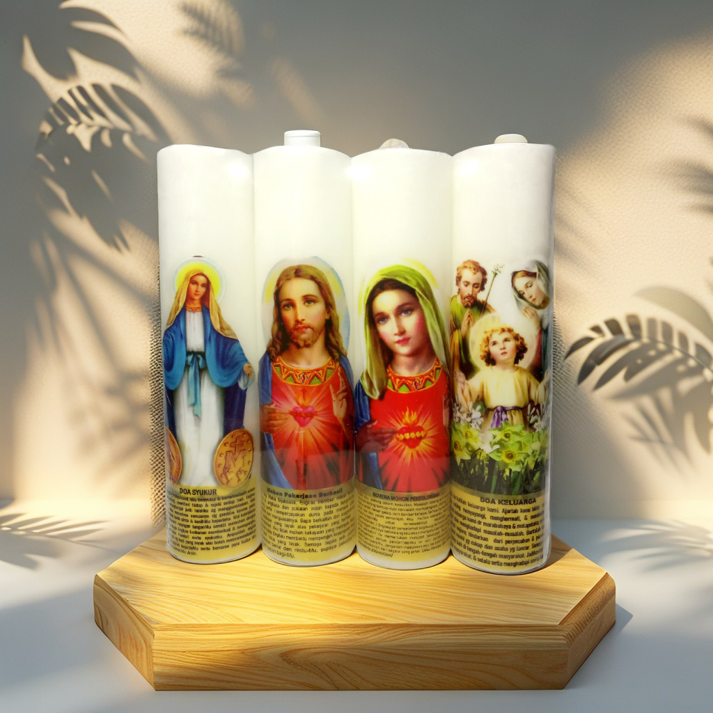 LILIN DOA KATOLIK- ISI 4/PAKET TINGGI 14 CM/LILIN DOA KATOLIK