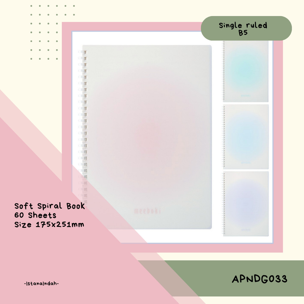

M&G SOFT SPIRAL NOTEBOOK SINGLE RULED B5 (60 SHEETS) APNDG033 Uk 175x251mm - BUKU CATATAN