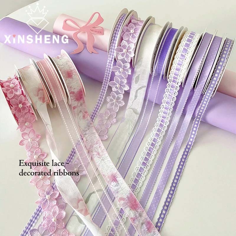 

10mm, 15mm, 10Yards, Satin Chiffon Ribbon, flower bouquet binding, Handmade DIY floral art, birthday party decoration gift New