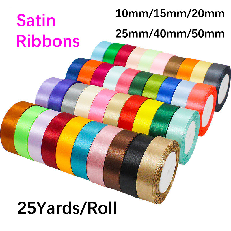 

Satin Ribbon 10/15/20/25/40/50MM 25Yards/Roll For Wedding Birthday Party Decorative Handmade Gifts DIY Wrapping Packaging Crafts