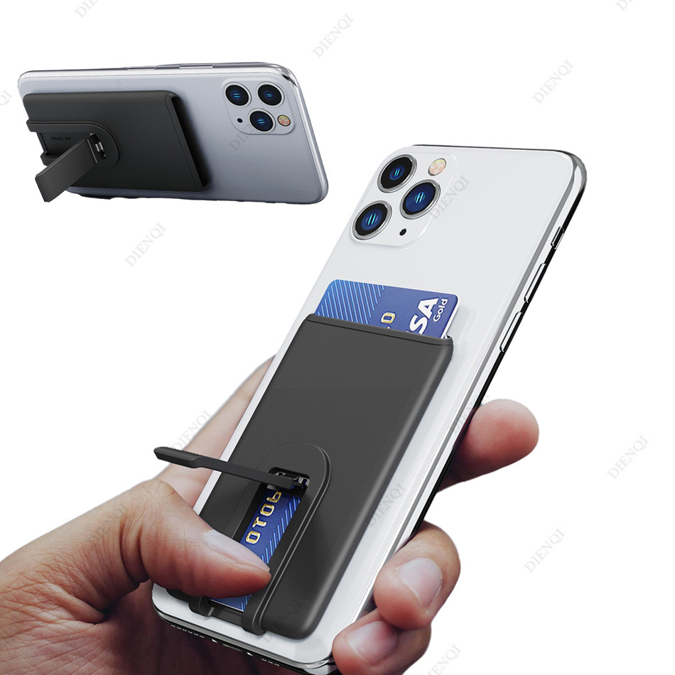 

Silicone Phone Card Holder Stick Case Back Pocket Anti Falling Easy Push Upgrade Design Wallet Stand Phone Cardholder for Iphone