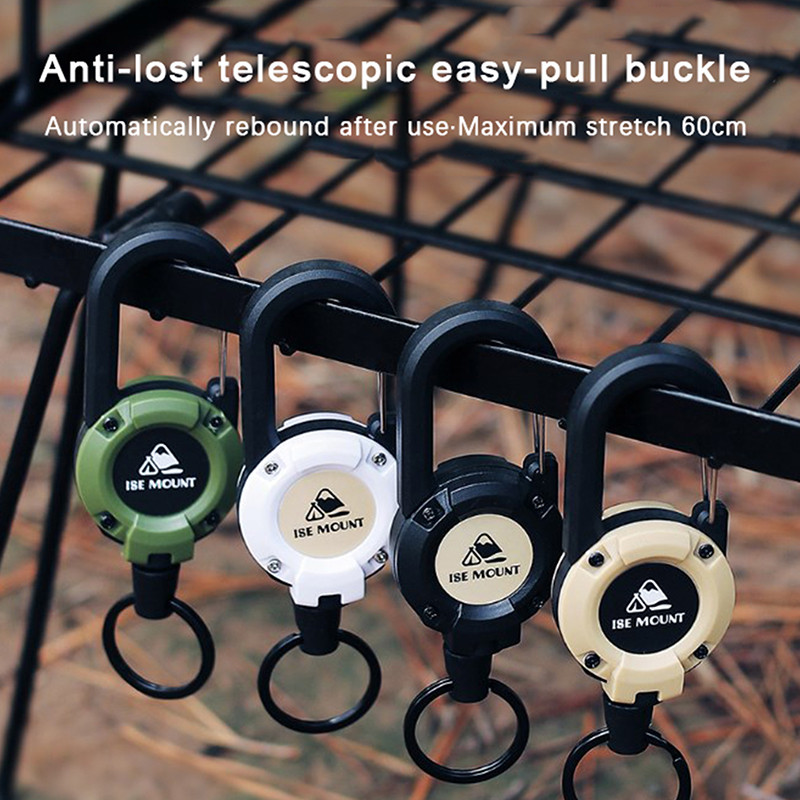 

Anti-theft Metal Easy-to-pull Buckle Rope Elastic Keychain Retractable Key Ring Anti Lost Ski Pass ID Card
