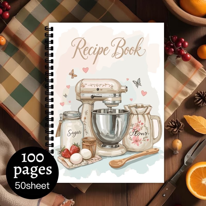 

1pc Aesthetic Recipe Spiral Notebook Log,Family Recipe Book, Blank Pages,Perfect for Cooking Enthusiasts, Meal Planner