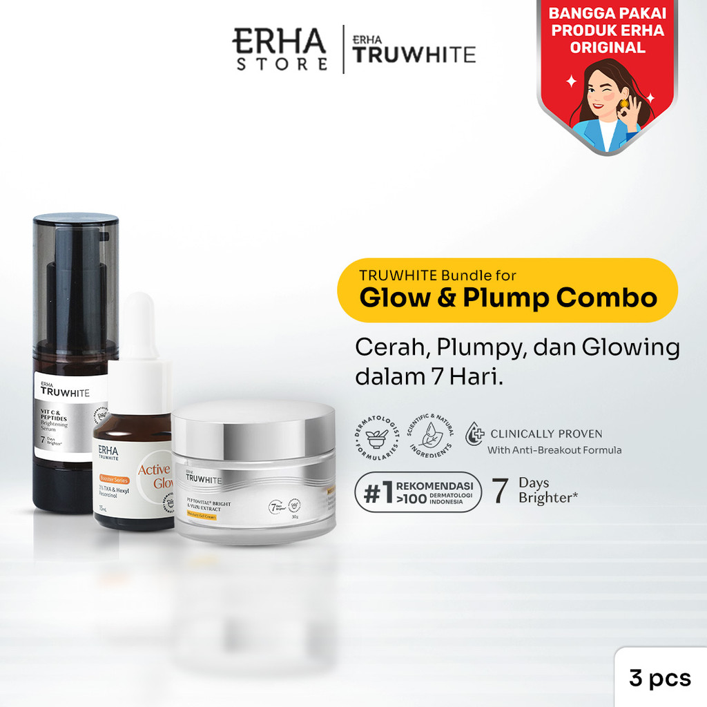 Erha Truwhite Glow & Plump Combo - 3% TXA & Hexyl Resorcinol Active Glow Booster, Vitamin C, Yuzu Br