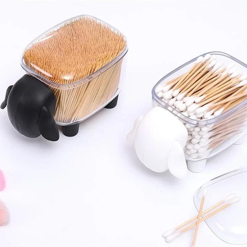 

Acrylic Sheep Clips Holder Box Cotton Swabs Buds Organizer Transparent Toothpick Paper Clip Cards Storage Box Dispenser Case