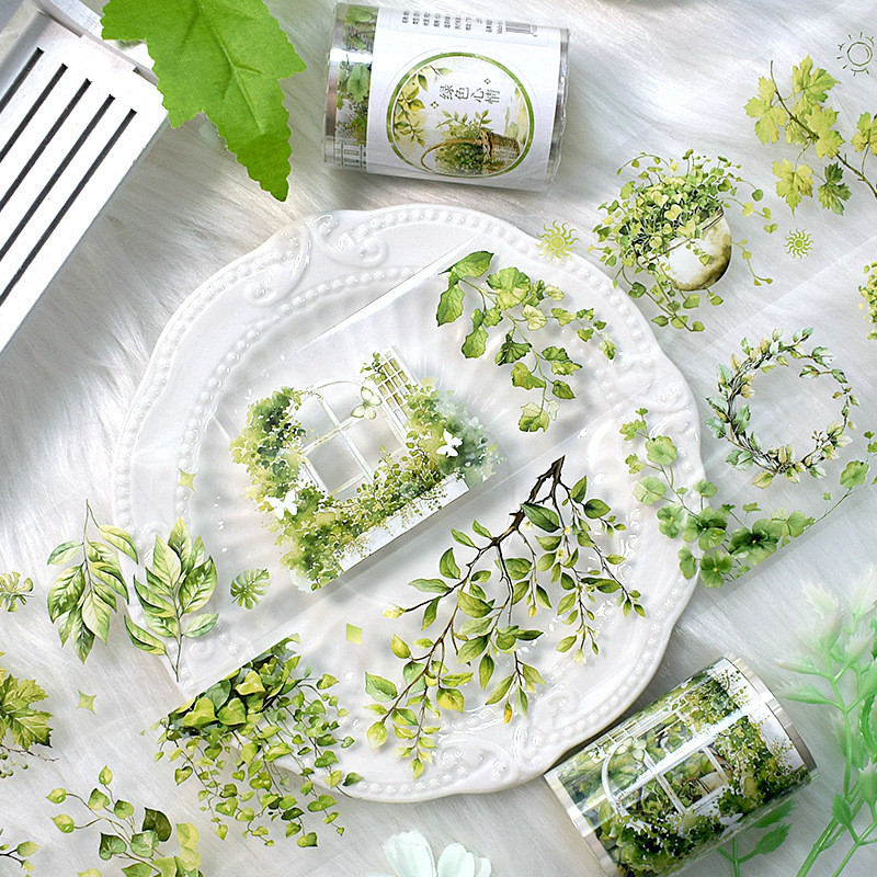 

2m/Roll Flower Washi PET Tape Stickers Transparent Decorative Masking Tape for Scrapbooking Journaling Diary Supplies DIY Craft