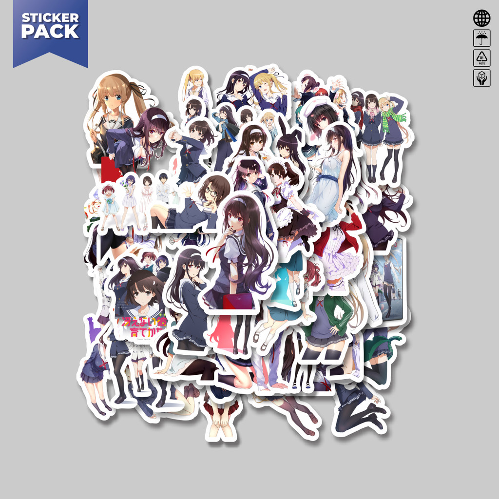 

[100PCS]Stiker Pack Stiker Anime Series Saekano/Saenai Heroine no Sodatekata Mix Aesthetic Vinyl Anti Air Dekorasi Sticker Laptop Buku Journal Koper Helm Casing HP Gitar Helm Skateboard