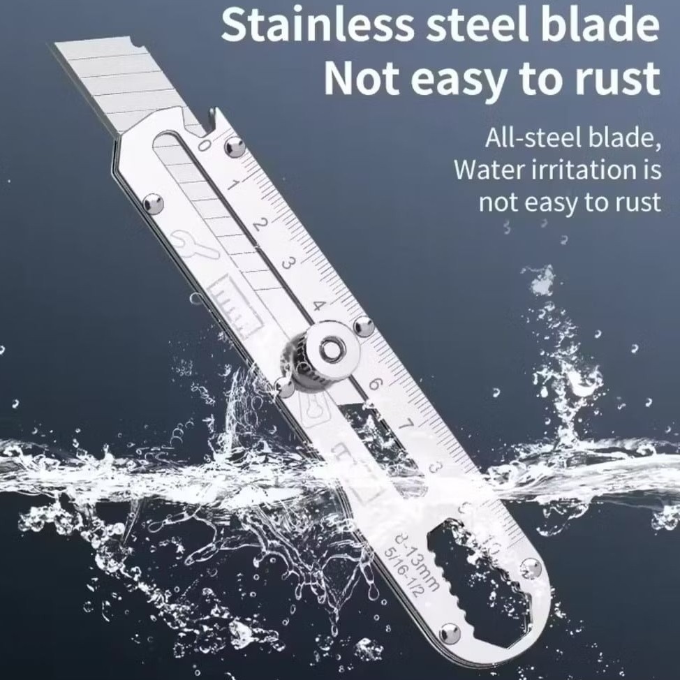 

Pisau Cutter Serbaguna 9 in 1 Stainless Steel | Alat Potong Presisi dan Multifungsi 1 pcs | Pisau Serbaguna