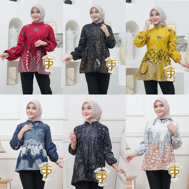 ATASAN BLOUSE BATIK LENGAN BALON UKURAN (M L XL XXL) - ATASAN WANITA