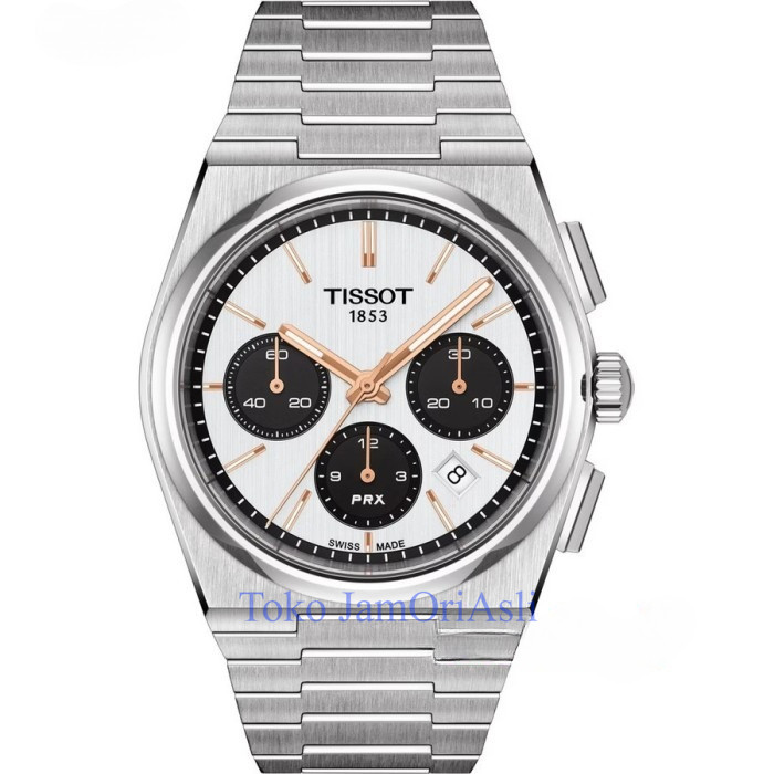 Promo Original TISSOT PRX AUTOMATIC CHRONOGRAPH T137.427.11.011.00 jam Tangan Pria  Swiss Made Garan
