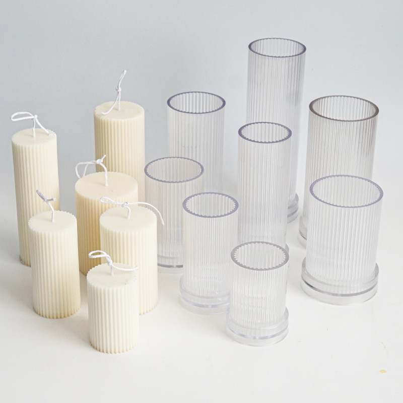 

New DIY Pinstripe round Fine Tooth Cylindrical Candle Plastic Mold Striped Candle Pc Acrylic Plastic Mold Candle Making Kit Mold