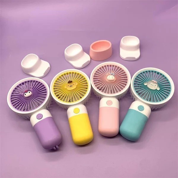 

【silent】Kipas Angin Genggam Karakter Kartun Sanrio Mini Portable Bahan Silikon Warna Permen Lucu Cute Outdoor Mini Fan
