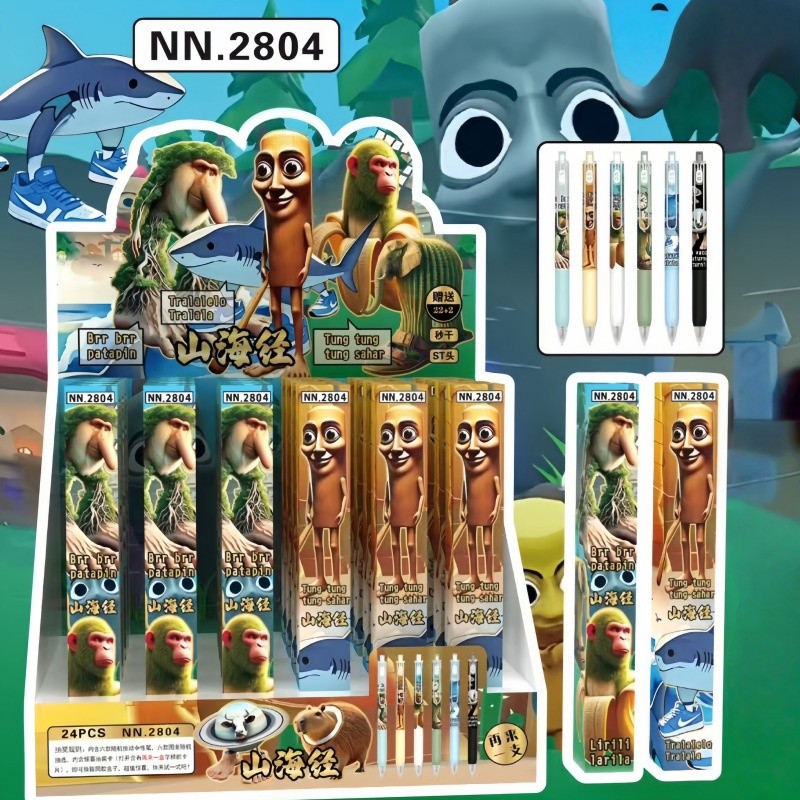 

Italian Brainrot Figure Gel Pen Tungtungtung Sahur Black Pen Tralalero Tralala Back To School Pen School Stationery Office