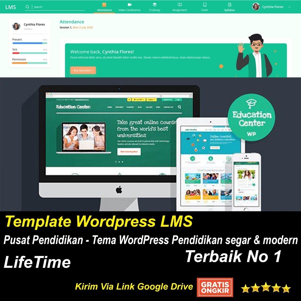 Template Wordpress LMS Learning Management System Sekolah Universitas