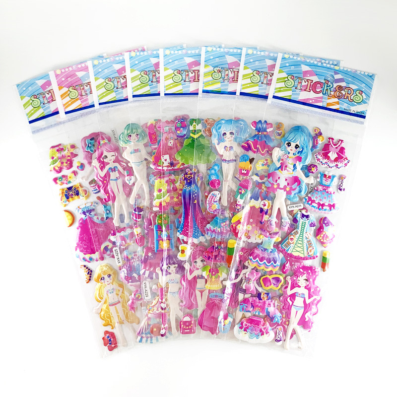 

8 Sheets/Set Cartoon Dress Up Girl Stickers Cute 3D Foam Bubble DIY Sticker for Kids Children Scrapbook Birthday Gifts