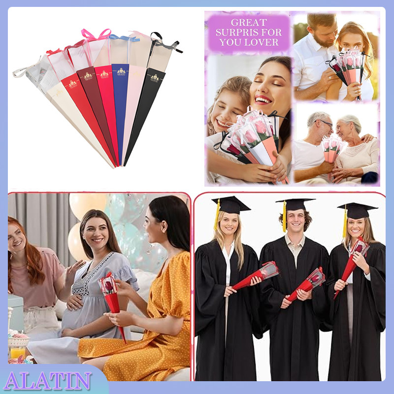 

10 PCS Single Rose Bouquet Box Flower Wrapping Mawar Roses / Kertas Pembungkus Buket Satu Bunga Mawar / Box Bunga Satuan