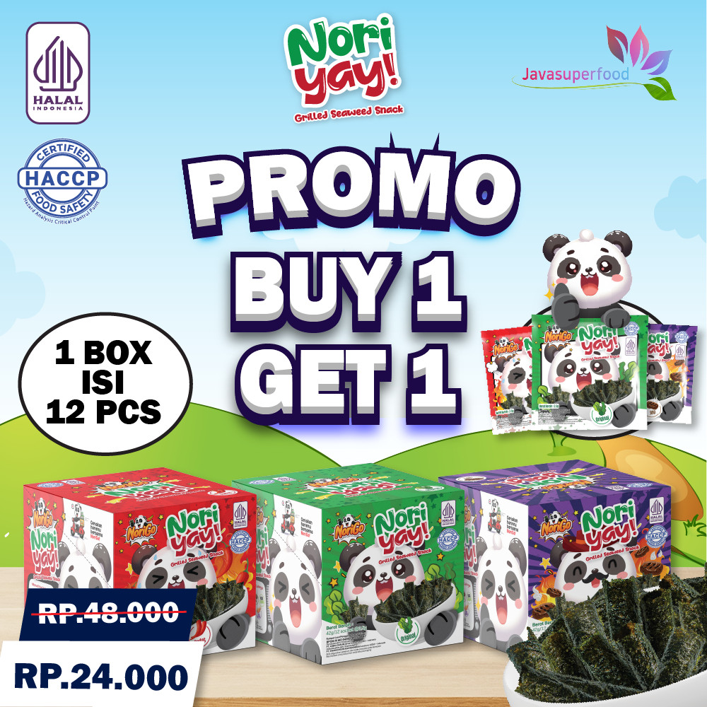 

New (BELI 1 GRATIS 1) NORIGO / SNACK NORI YAY 1 BOX ISI 12PCS / SNACK RUMPUT LAUT 3.5GRPremium