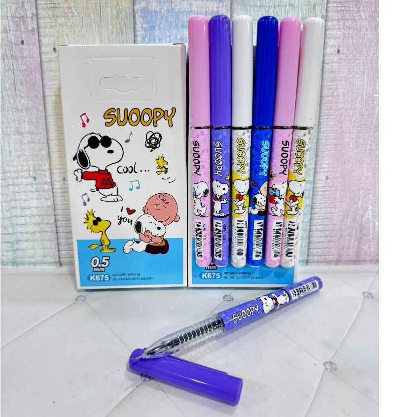 

(12pc) PEN GEL PENA JEL BALLPEN SNOPPY PULPEN snoopy K-675