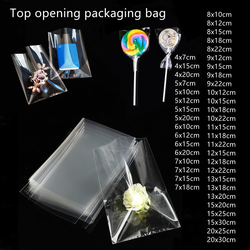

Transparent flat-top candy bag Opp plastic cellophane bag Lolly packaging cookies packaging wedding party small gift bag