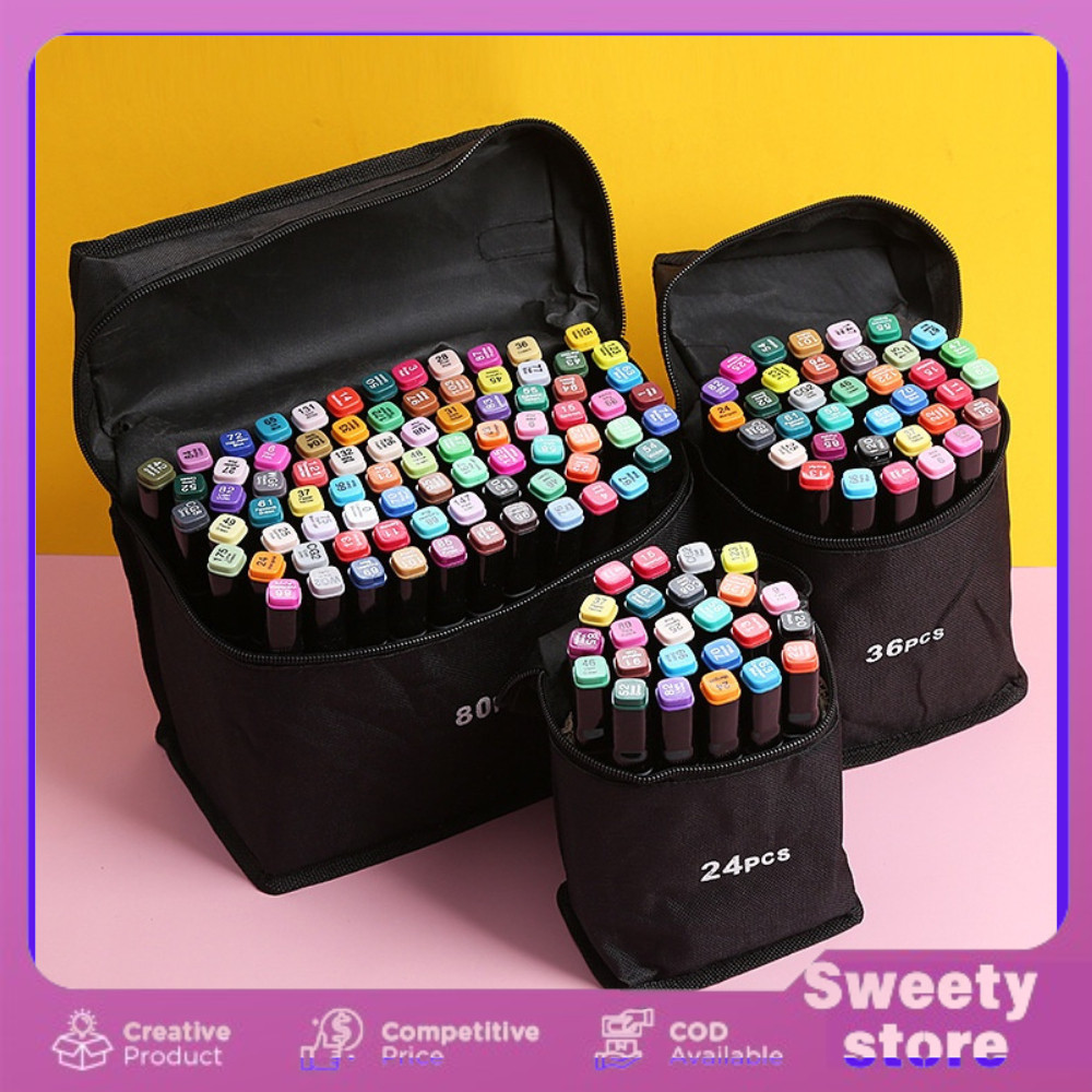 

Sweety Store Indonesia-Spidol Dual Side Fine Art Marker 30/48 /80 Warna Sketsa Spidol Umum General Marker Twin Set Spidol-COD