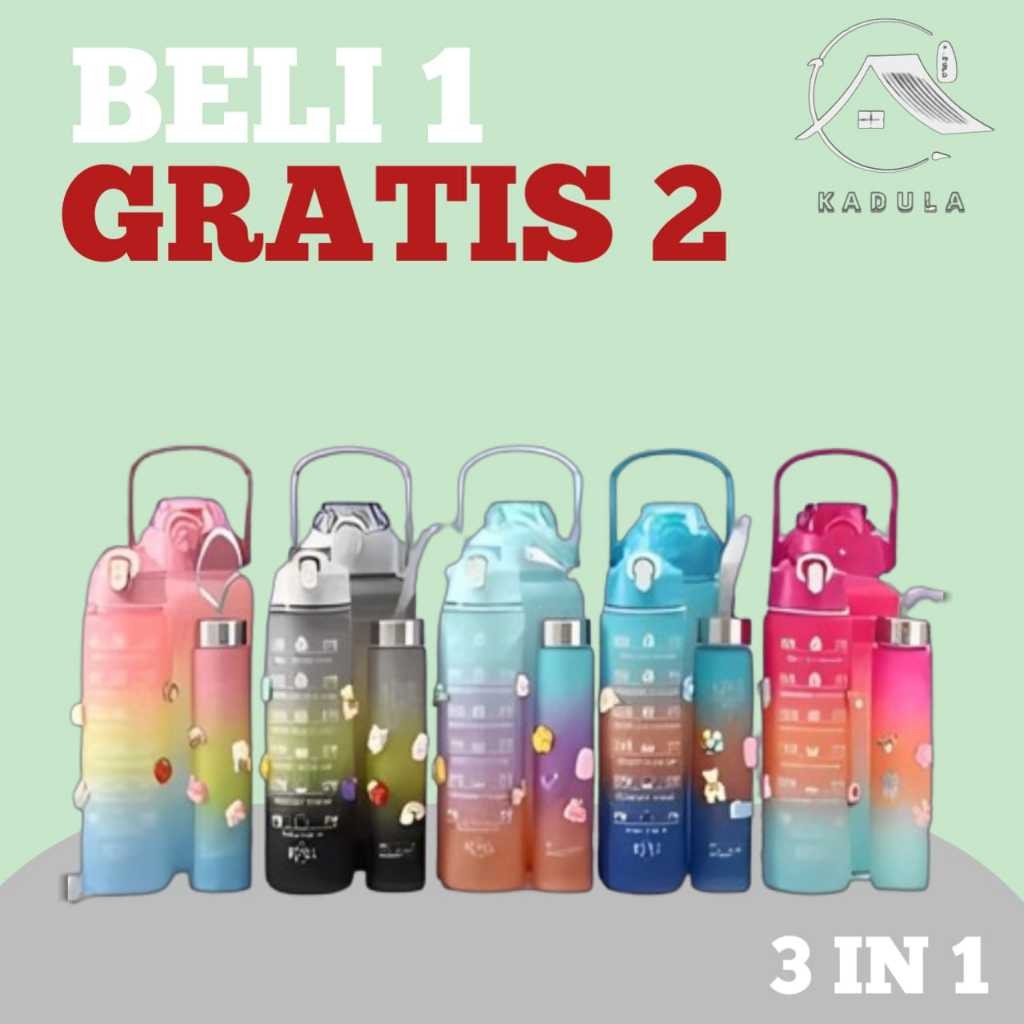 Botol Beranak 2 Liter + 1000ml + 500ml Botol Minum 3 in 1  Viral 1 set free stiker 3D+2D Plastik Bot