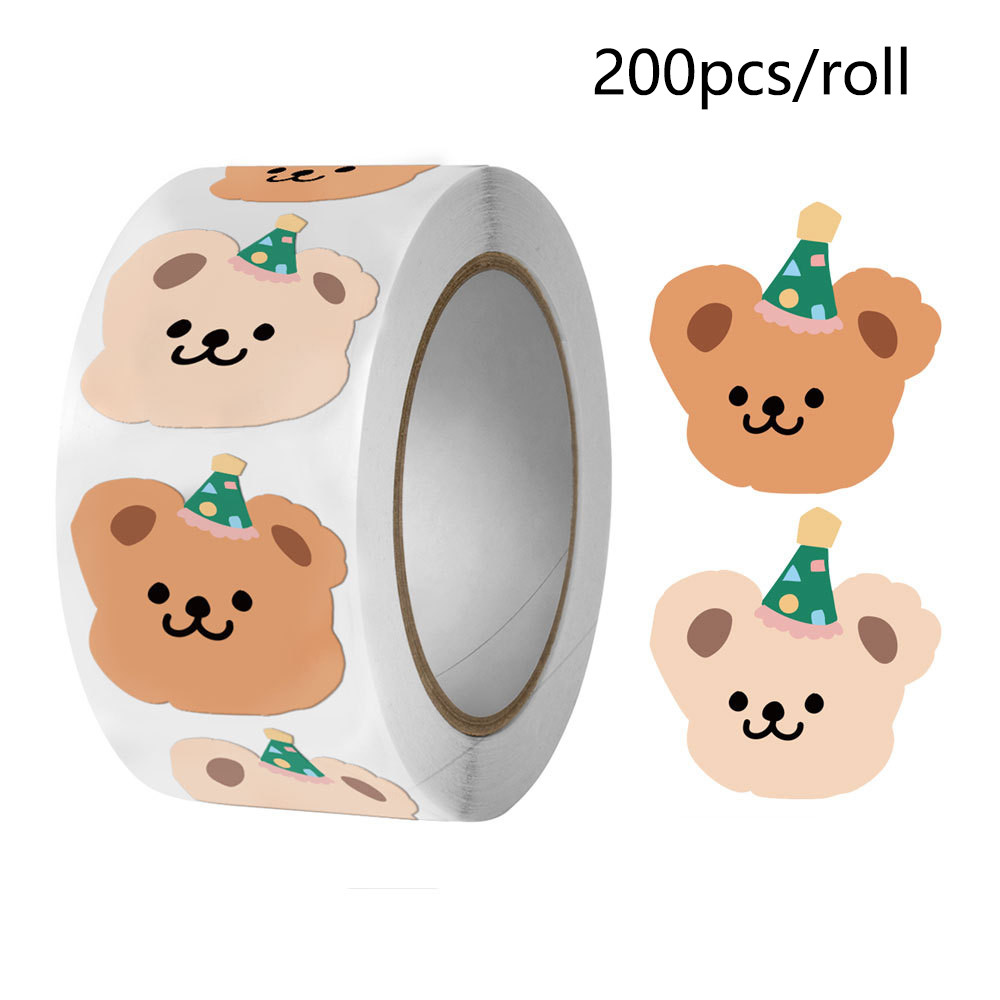

50-200Pcs Cute Little Bear Stickers Whole Paper Adhesive Tape INS Korean Simplified Sealing Sticker Packag Decor Lables